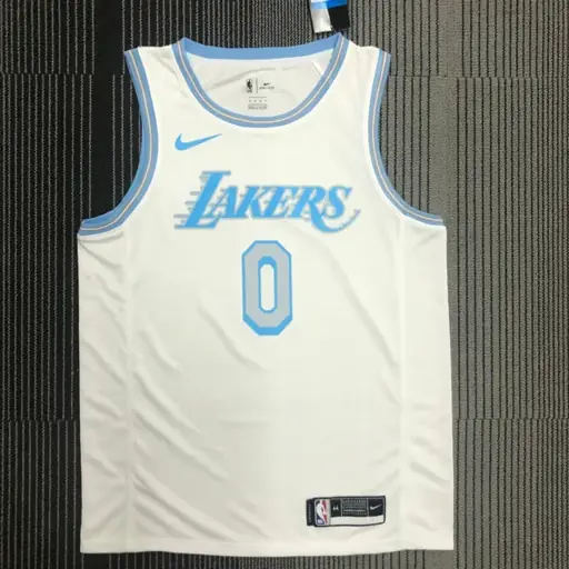 Temporada 21 Lakers retro blanco número 0 Westbrook