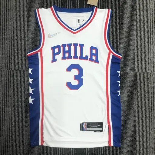 75.º aniversario Philadelphia 76ers blanco de cuello en V n.º 3 Allen Iverson