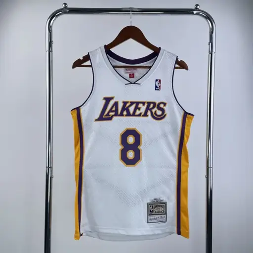 MN camiseta retro termoimpresa: SW Lakers temporada 03/04 cuello en V blanco nº 8 Kobe Bryant