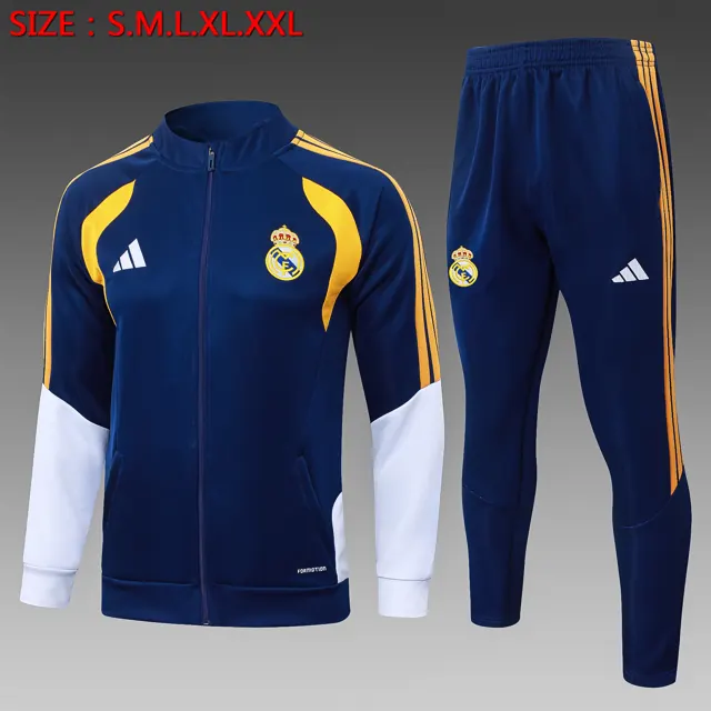 A26021# 2627 cremallera larga Real Madrid azul real (mangas blancas) - Real Madrid