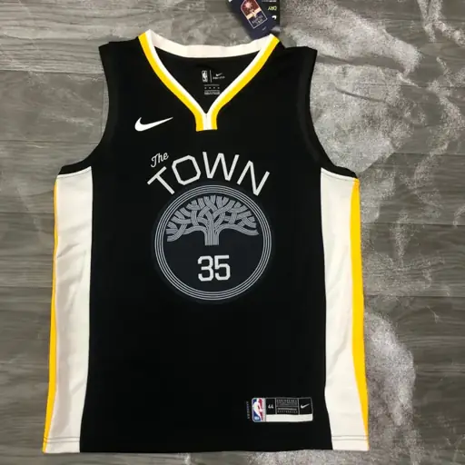 Temporada 19 Golden State Warriors Edición Ciudad negro cuello en V nº 35 Kevin Durant