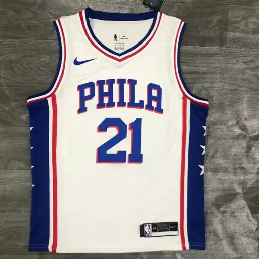 76ers cuello en V blanco nº 21 Embiid