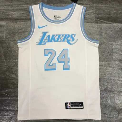 Temporada 21 Los Angeles Lakers camiseta retro blanca n.º 24 Kobe Bryant