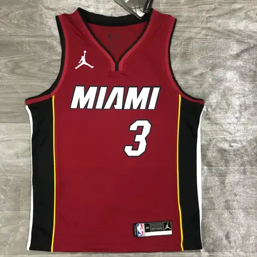 Temporada 21 Miami Heat temática Jordan, cuello en V, granate, nº 3 Wade