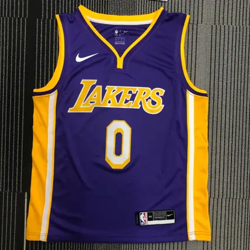 Lakers cuello en V morado #0 Westbrook