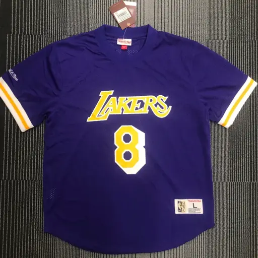 Mitchellness Lakers de Los Ángeles morado número 8 Kobe camiseta retro de malla de manga corta