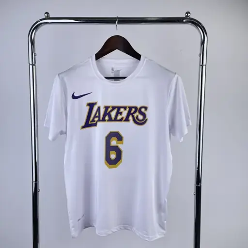Los Angeles Lakers blanco número 6 camiseta de manga corta de secado rápido