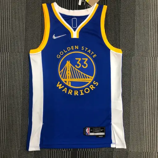 75 aniversario Warriors cuello en V azul número 33 Wiseman