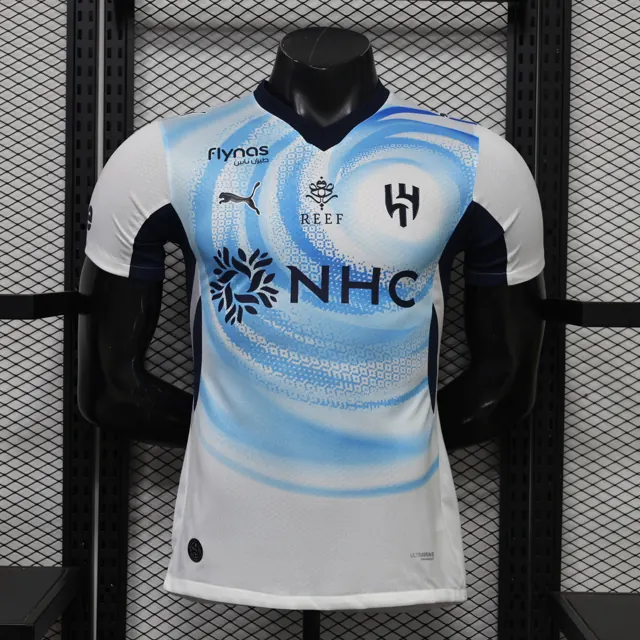 26-27 Al Hilal (Riad) visitante (opciones: sin/con publicidad), visitante blanco S-3XL