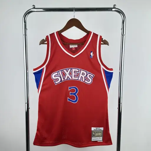 MN camiseta retro de termopresión SW: 76ers temporada 96/97 novato roja nº 3 Iverson