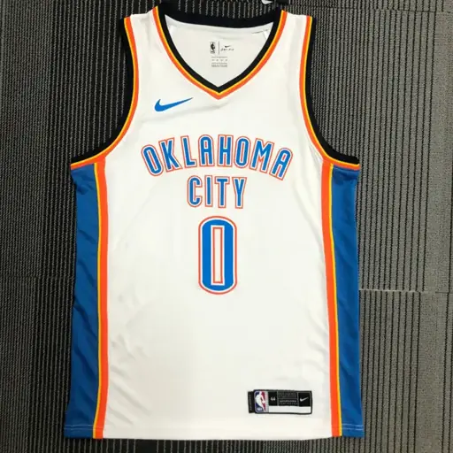 Camiseta blanca de los Thunder n.º 0 Westbrook