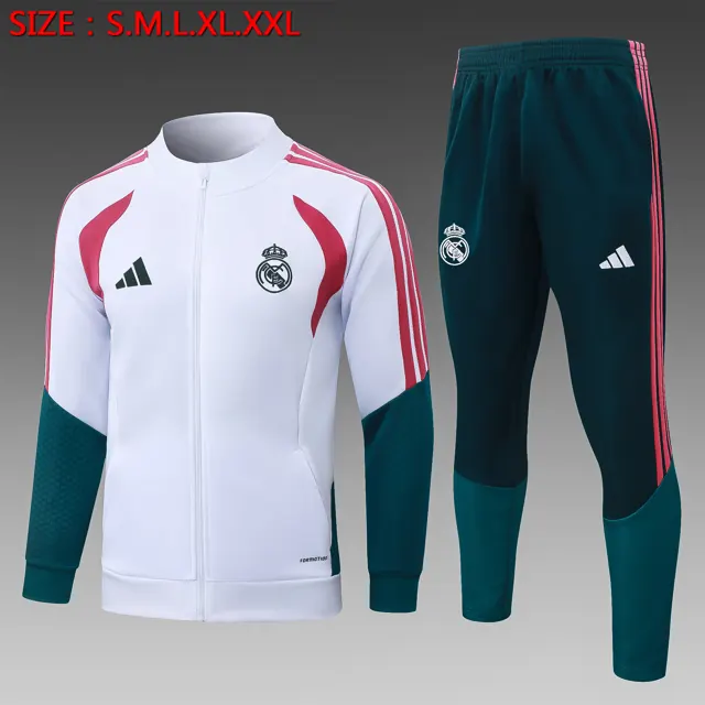 A26044# 2627 cremallera larga Real Madrid blanco (detalles fucsia) - Real Madrid