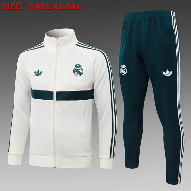 A26092# 26/27 cremallera larga Real Madrid beige (con verde oscuro) Real Madrid