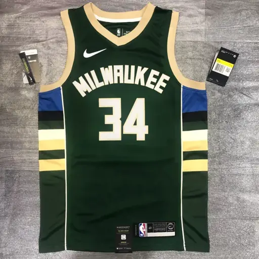 Bucks de Milwaukee, cuello en V, verde, n.º 34 Giannis Antetokounmpo