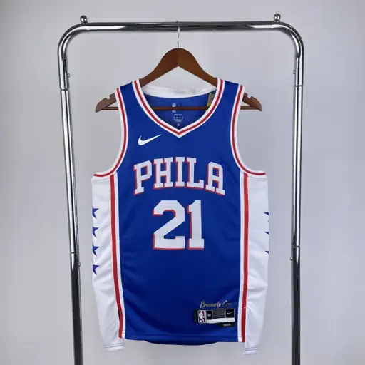 Temporada 23 76ers cuello en V azul nº 21 Joel Embiid