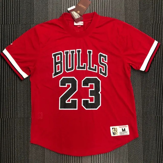Mitchellness Bulls de Chicago rojo número 23 Jordan Iverson camiseta retro de malla de manga corta