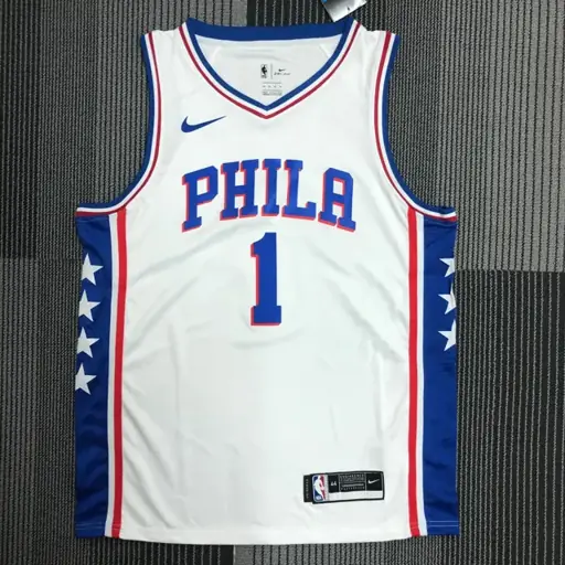 76ers cuello en V blanco número 1 Harden
