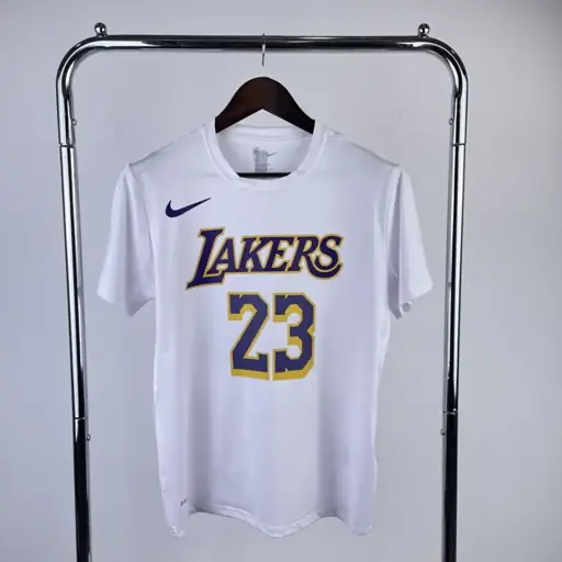 Los Angeles Lakers blanco número 23 camiseta de manga corta de secado rápido