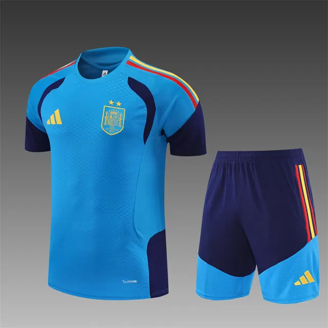 26/27 camiseta de manga corta de España azul turquesa [dos estrellas]