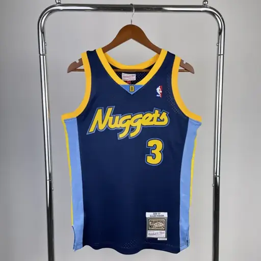 Camiseta retro MN termoimpresa: SW Denver Nuggets temporada 06/07 azul marino n.º 3 Iverson