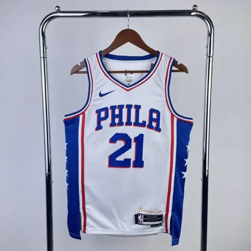 Temporada 23 Philadelphia 76ers local blanco número 21 Embiid