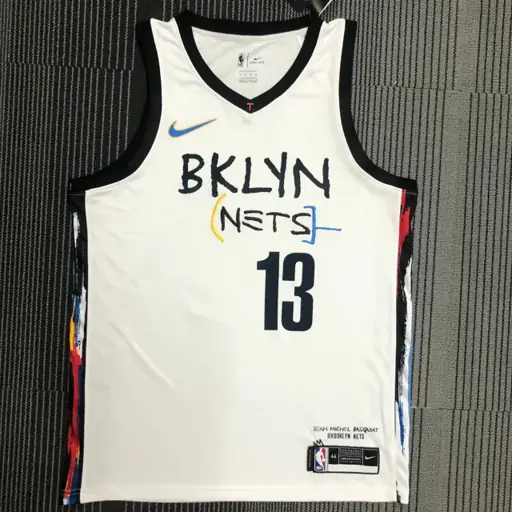 Camiseta estilo grafiti (blanca) de los Nets n.º 13 Harden