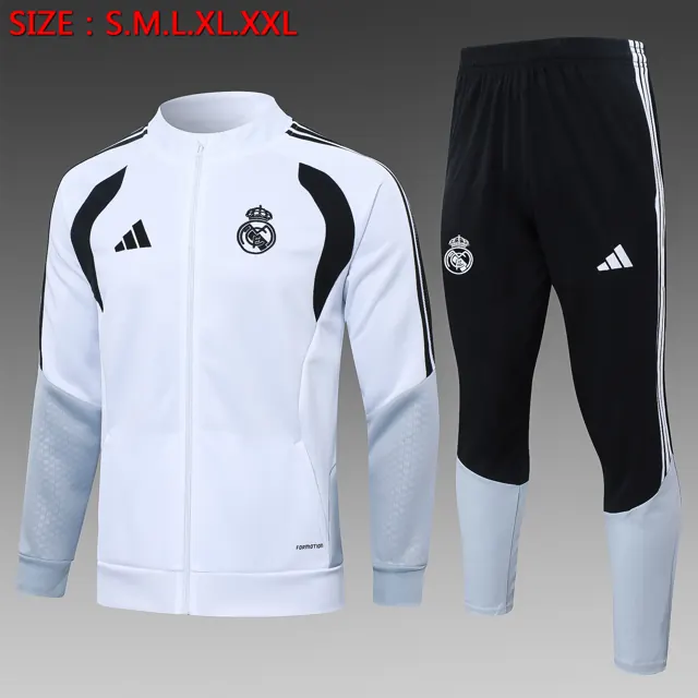 A26017# 2627 cremallera larga Real Madrid blanco (detalles en negro)-Real Madri