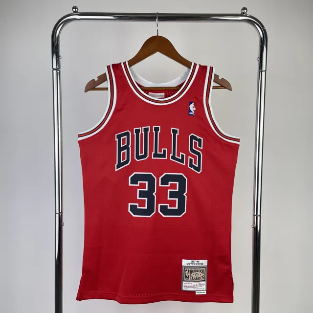 MN camiseta retro termoimpresa: SW Chicago Bulls temporada 98 color rojo nº33 Pippen
