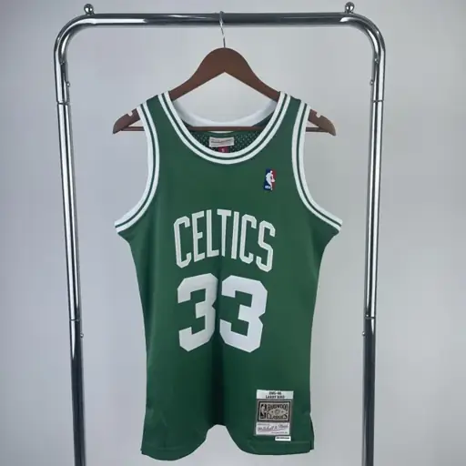 Camiseta retro termoimpresa MN: SW Boston Celtics temporada 85/86 verde nº 33 Bird