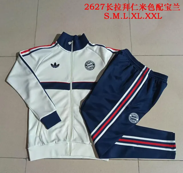 A26108# 26/27 cremallera larga Bayern beige con azul rey - Bayern Múnich