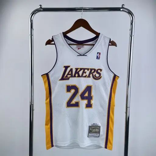MN camiseta retro termoimpresa: SW Lakers temporada 09/10 cuello en V blanco nº 24 Kobe Bryant