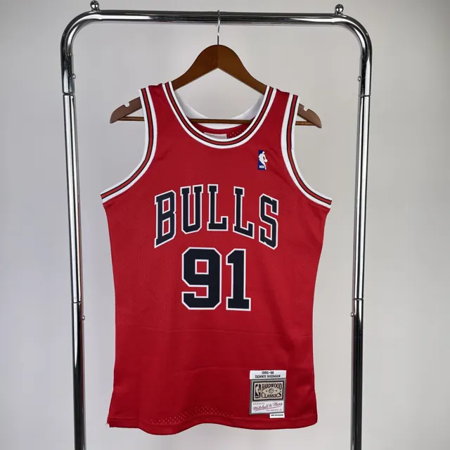 MN camiseta retro termoimpresa: SW Chicago Bulls temporada 98 color rojo nº91 Rodman