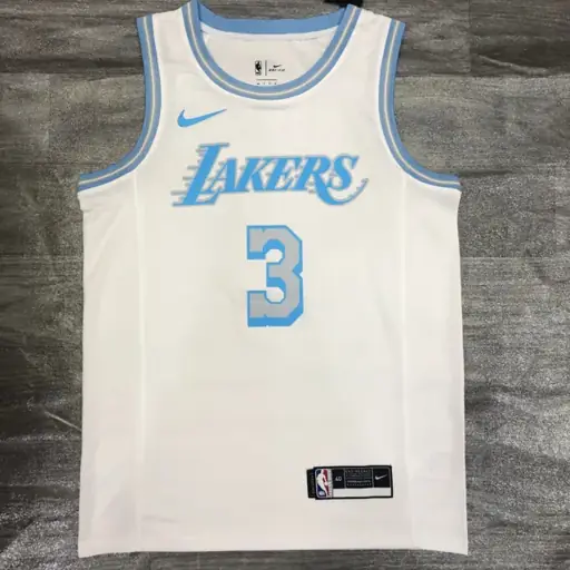 Temporada 21 Los Angeles Lakers camiseta retro de cuello redondo edición limitada blanca n.º 3 Anthony Davis