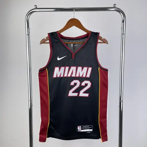 Temporada 23 Miami Heat camiseta cuello en V negra número 22 Butler