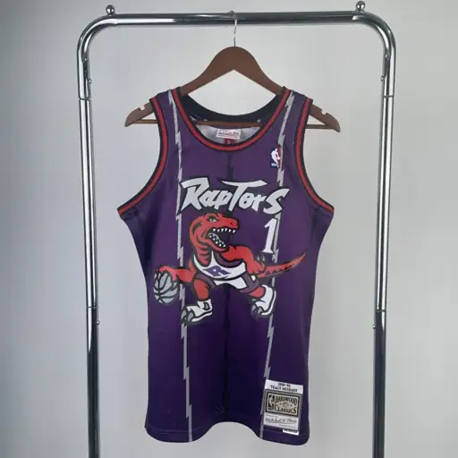 Camiseta retro MN termoimpresa: SW Toronto Raptors temporada 99 morado nº 1 McGrady