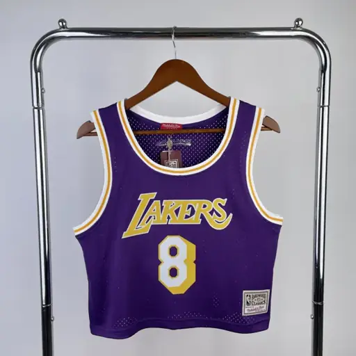 MN camiseta retro corta de mujer: Lakers morado nº 8 Kobe Bryant