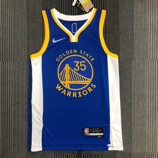 75 aniversario Warriors cuello en V azul número 35 Durant