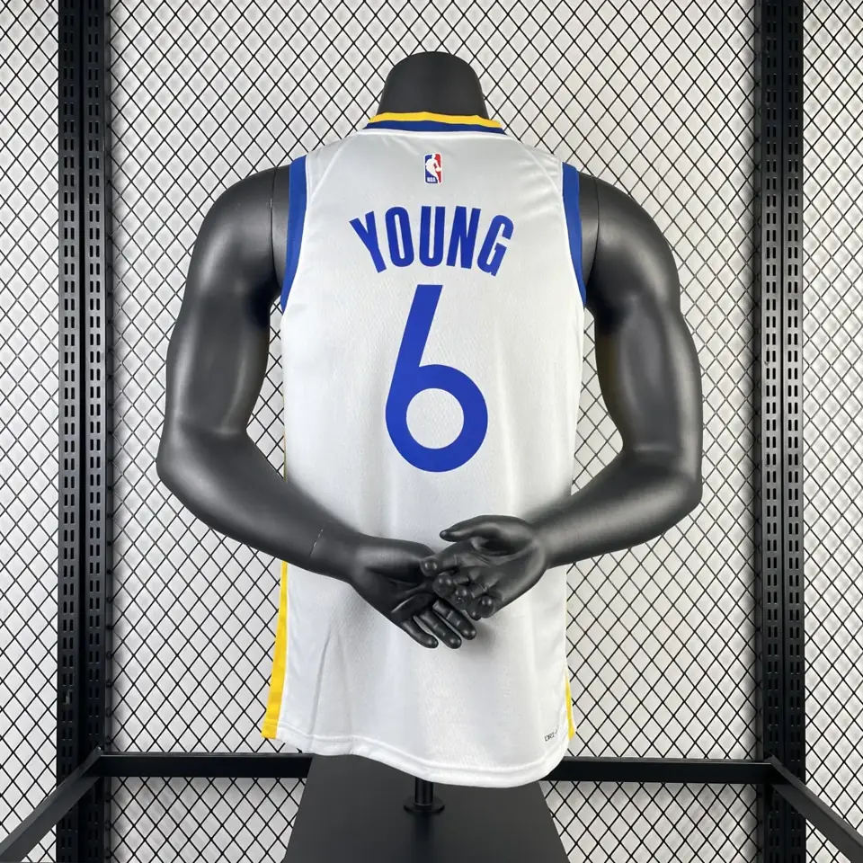 Foto 2 de Temporada 23 Warriors cuello en V blanco número 6 Nick Young