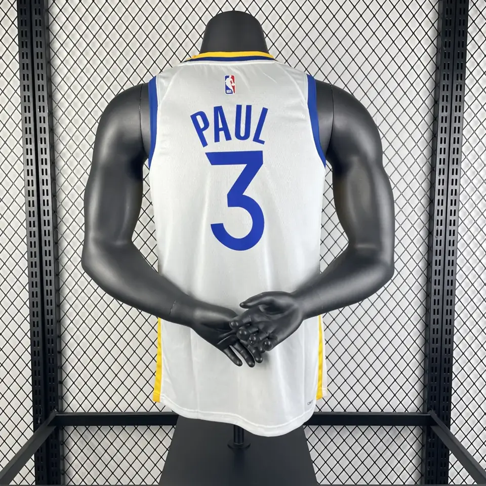 Foto 2 de Temporada 23 Warriors cuello en V blanco número 3 Paul
