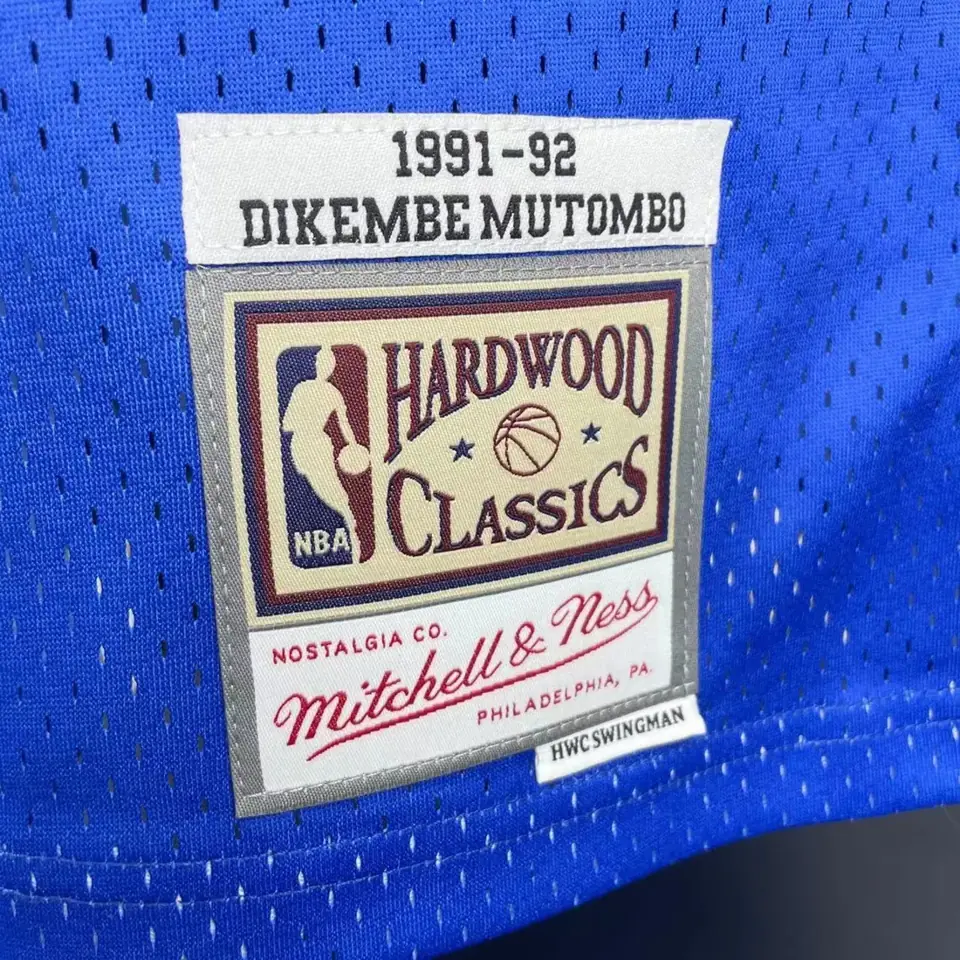 Foto 3 de Camiseta retro MN versión aficionado, termotransferida: Nuggets temporada 1991/92 azul nº 55 Dikembe Mutombo