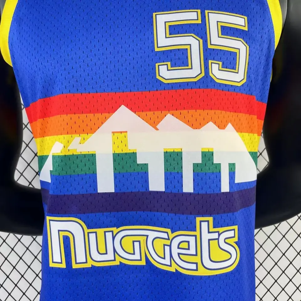 Foto 5 de Camiseta retro MN versión aficionado, termotransferida: Nuggets temporada 1991/92 azul nº 55 Dikembe Mutombo