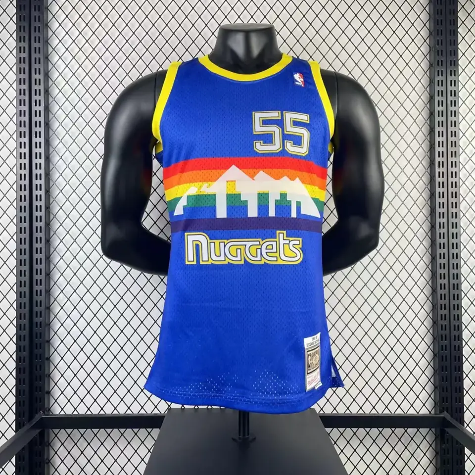 Foto 7 de Camiseta retro MN versión aficionado, termotransferida: Nuggets temporada 1991/92 azul nº 55 Dikembe Mutombo