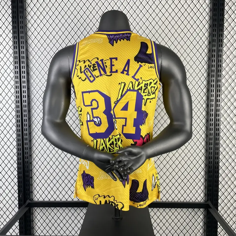Foto 2 de Camiseta retro termoimpresa MN: SW Lakers temporada 96/97 grafiti número 34 O'Neal