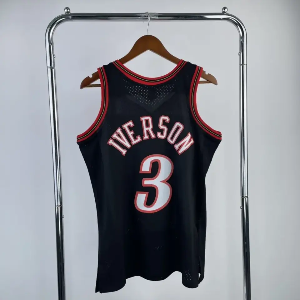 Foto 2 de Camiseta retro MN de termopresión: SW de los 76ers, temporada 97/98, negra, nº 3 Iverson