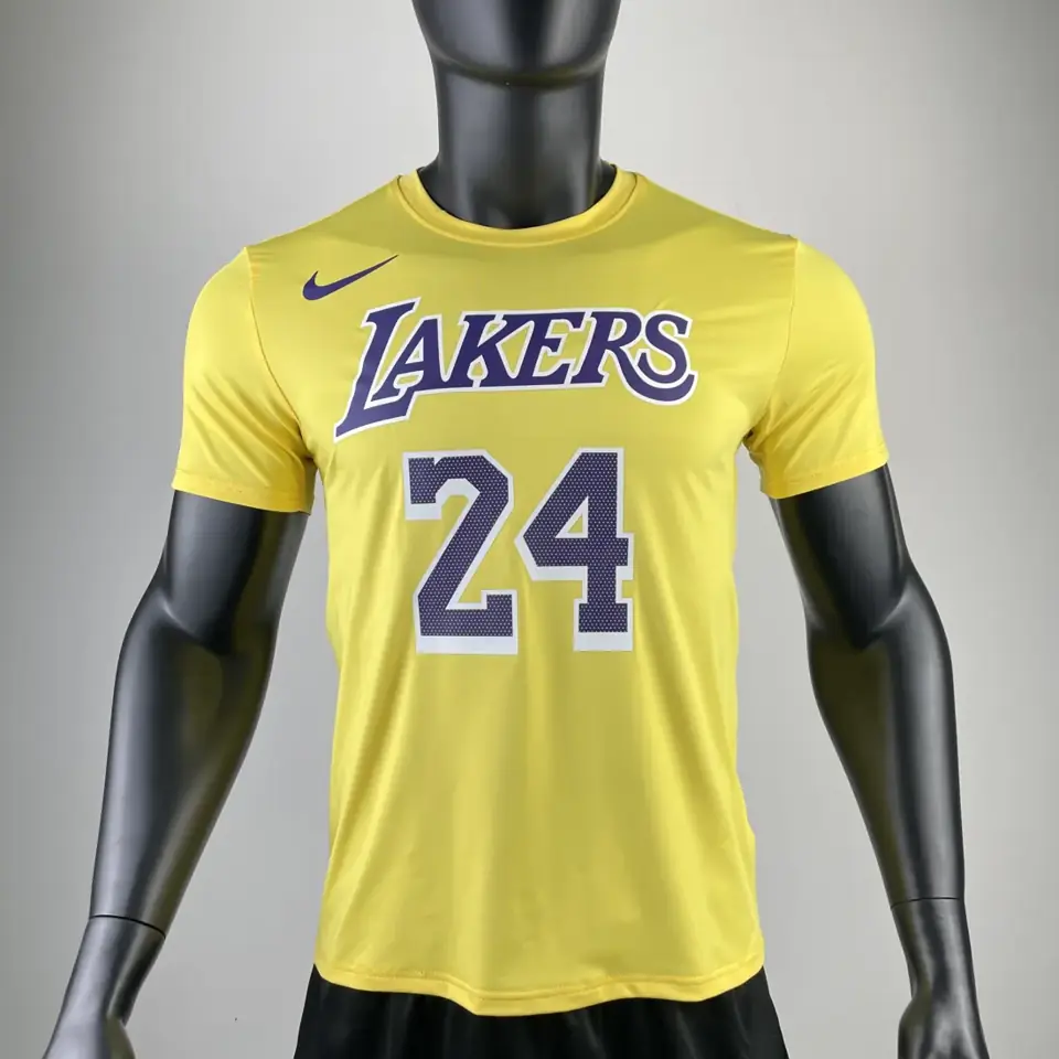 Foto 4 de Los Angeles Lakers amarillo número 24 camiseta de manga corta de secado rápido
