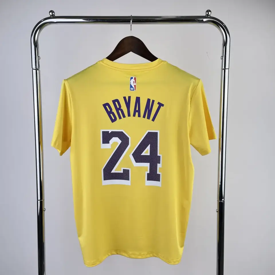 Foto 5 de Los Angeles Lakers amarillo número 24 camiseta de manga corta de secado rápido