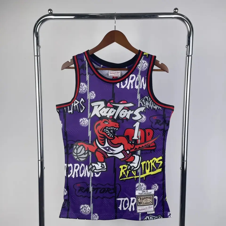 Foto 1 de Camiseta retro MN termoprensada: SW Toronto Raptors temporada 98/99 grafiti n.º 1 McGrady