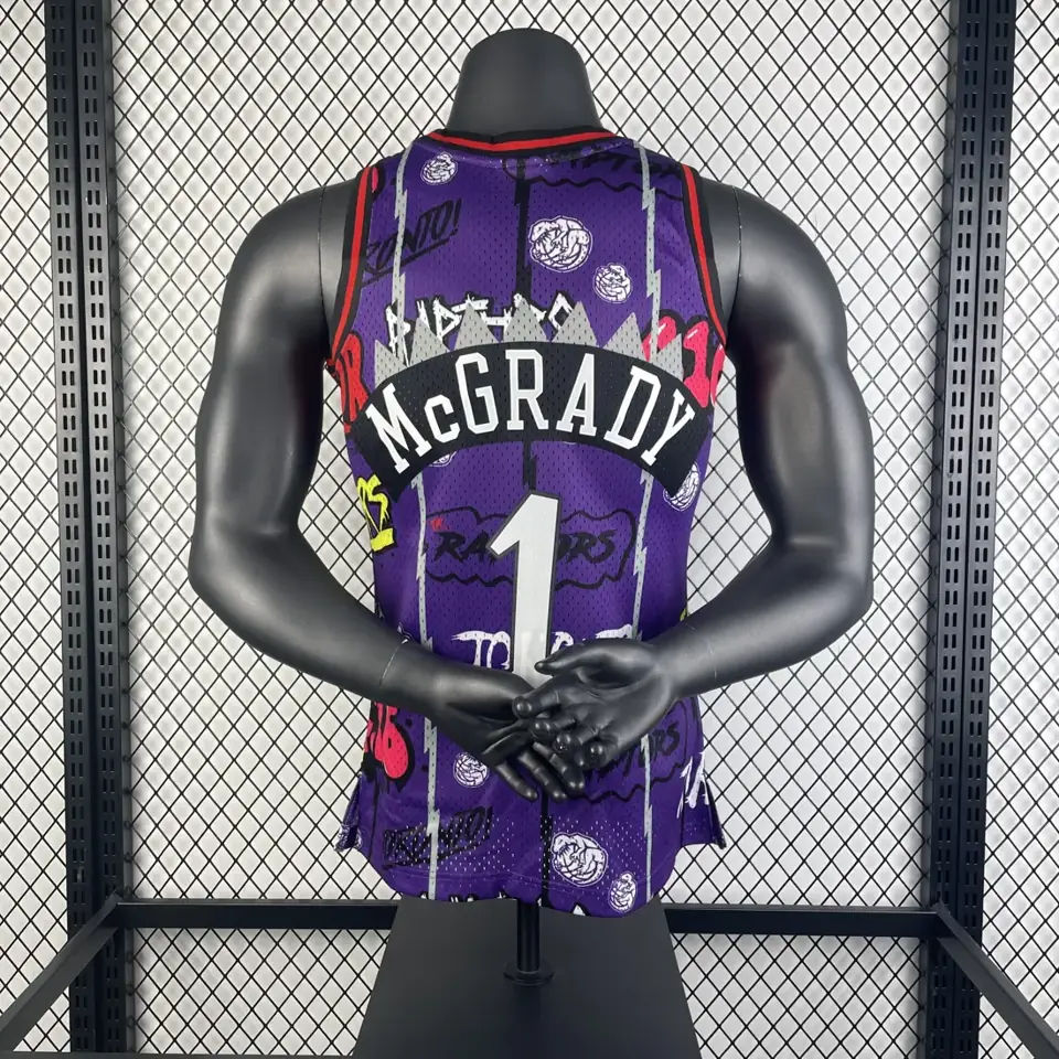 Foto 2 de Camiseta retro MN termoprensada: SW Toronto Raptors temporada 98/99 grafiti n.º 1 McGrady