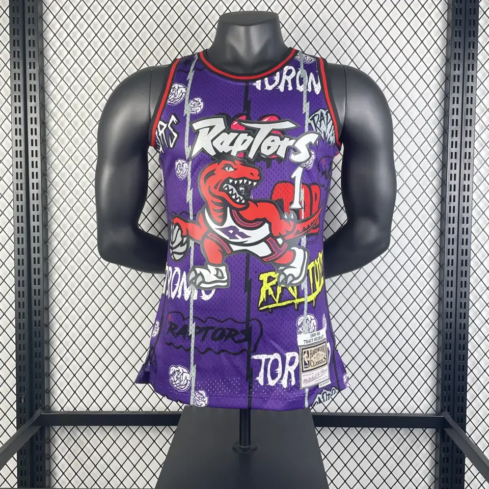 Foto 3 de Camiseta retro MN termoprensada: SW Toronto Raptors temporada 98/99 grafiti n.º 1 McGrady