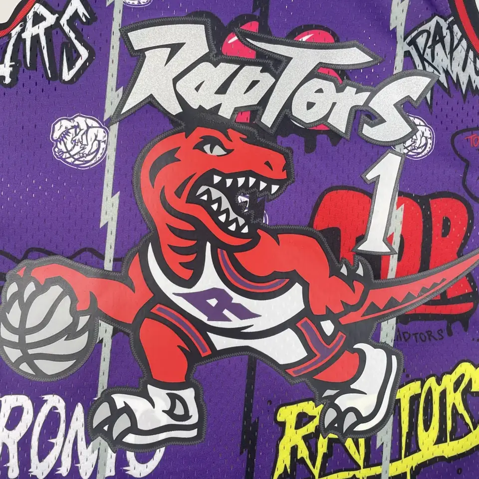 Foto 7 de Camiseta retro MN termoprensada: SW Toronto Raptors temporada 98/99 grafiti n.º 1 McGrady